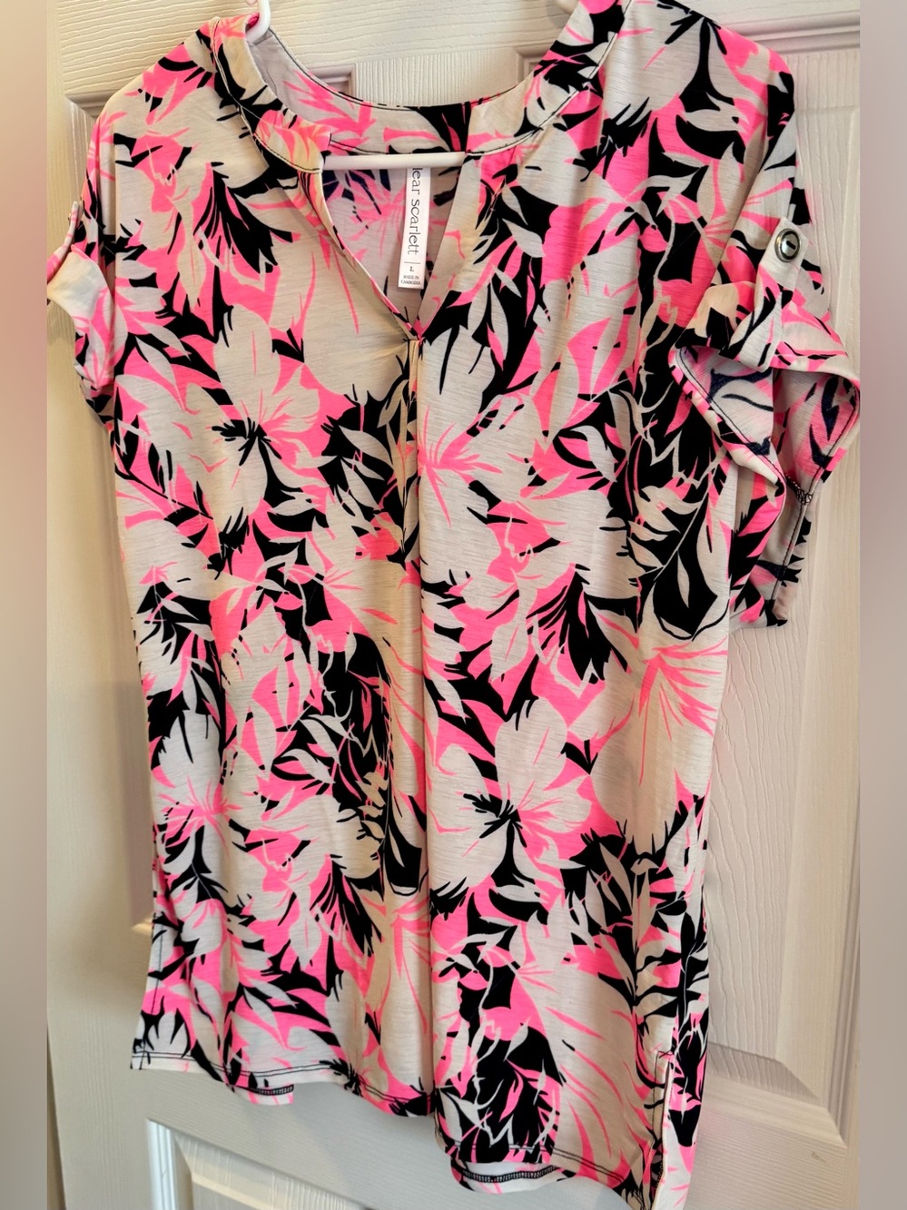 Dear Scarlett Floral Top in Pink, Black & White